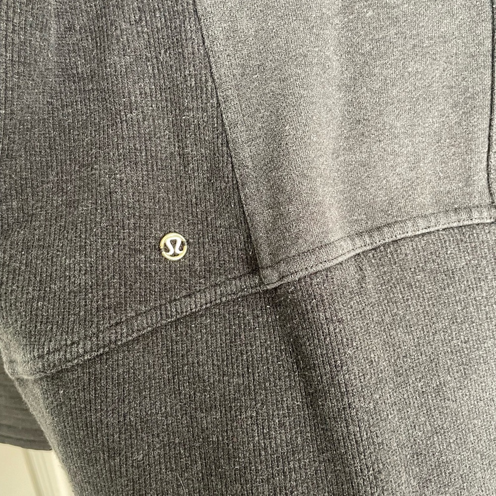 Lululemon "Radiant" Heathered Black Gold Accents Thick Funnel Neck Zip-Up Jacket - Picture 11 of 17